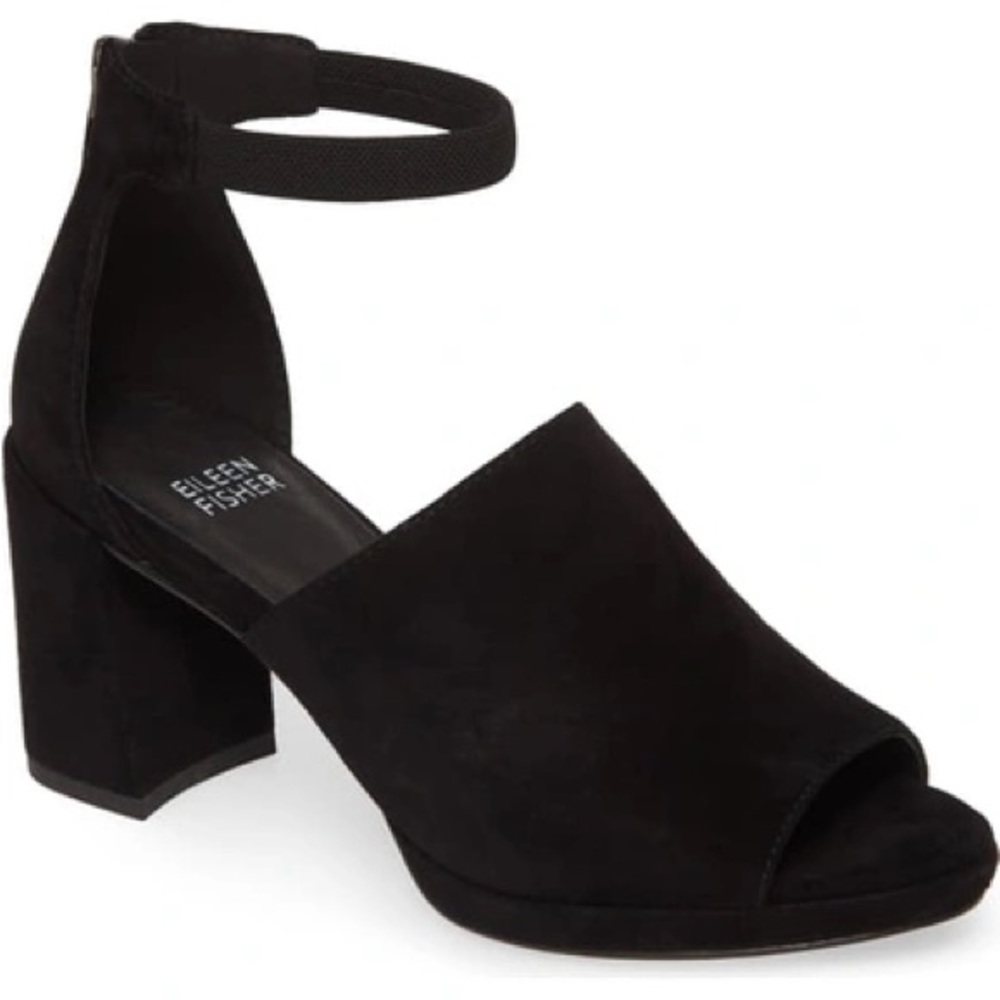 Eileen Fisher Matty Ankle Strap Platform Suede Sandal Size 9